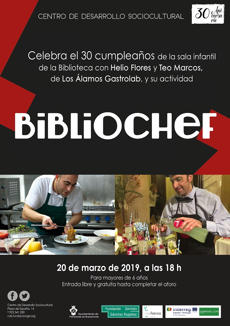 «BiblioChef», con Helio Flores y Teo Marcos, en la sala infantil de la Biblioteca