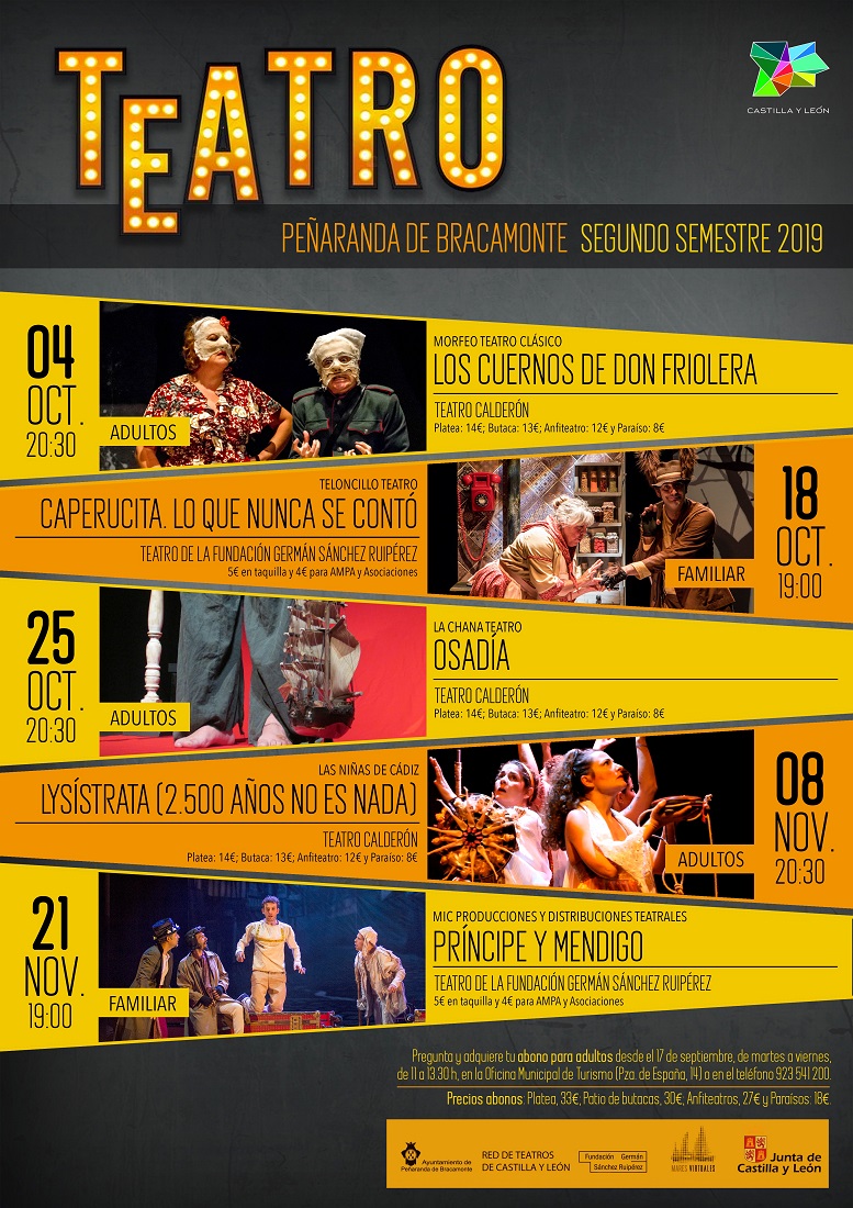 Programación escénica del Ayuntamiento para el segundo semestre de 2019