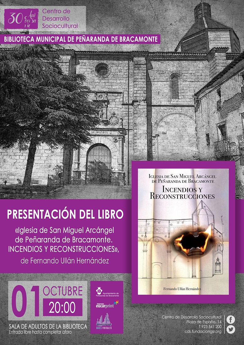 La Biblioteca acoge el 1 de octubre la presentación del libro «Iglesia de San Miguel Arcángel de Peñaranda de Bracamonte. INCENDIOS Y RECONSTRUCCIONES», de Fernando Ullán Hernández