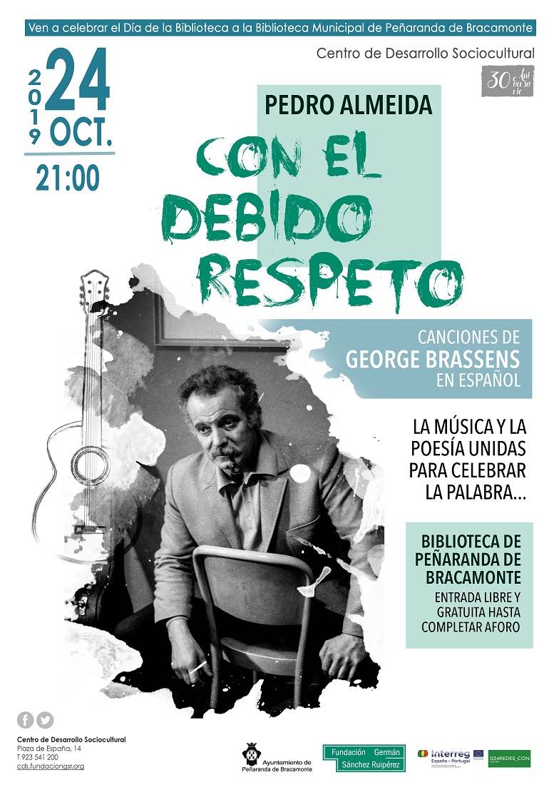 La biblioteca celebra el Día de la Biblioteca con un concierto de Pedro Almeida: «Con el debido respeto (canciones de George Brassens en español)»