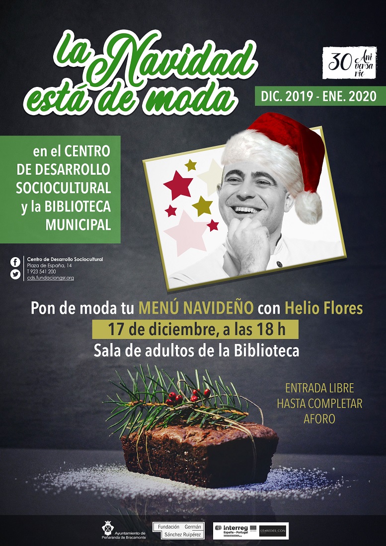 Helio Flores pondrá de moda en la Biblioteca Municipal su menú navideño, el 17 de diciembre